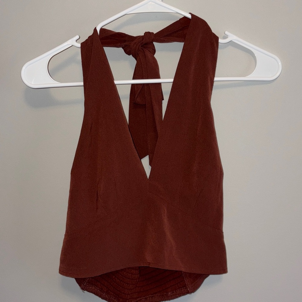 Abercrombie & Fitch Rust Halter V-Neck Crop Top